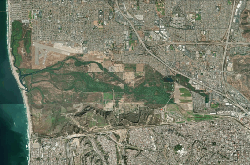 Aumentan las emisiones de sulfuro de hidrógeno en el Valle del Río Tijuana por calor y flujos residuales mapa aereo de frontera